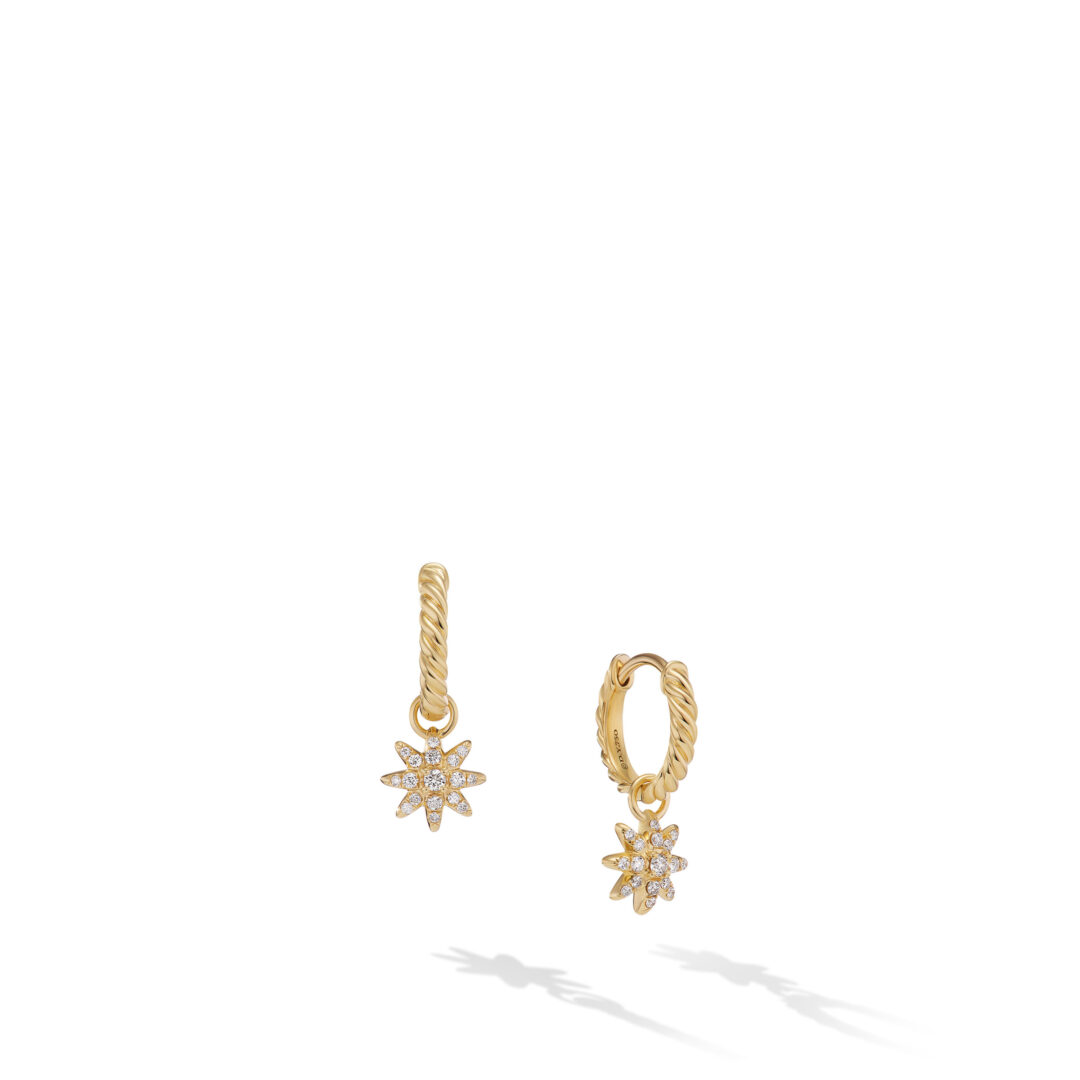 Petite Starburst Drop Earrings in 18K Yellow Gold with Diamonds