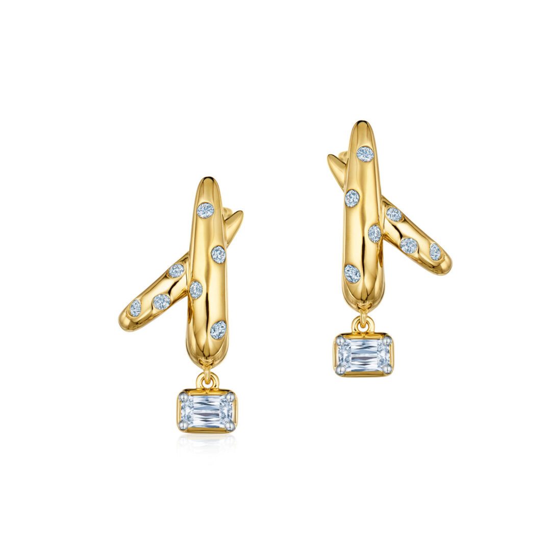 Cobblestone Crossover Drop Earrings with Ashoka Diamonds