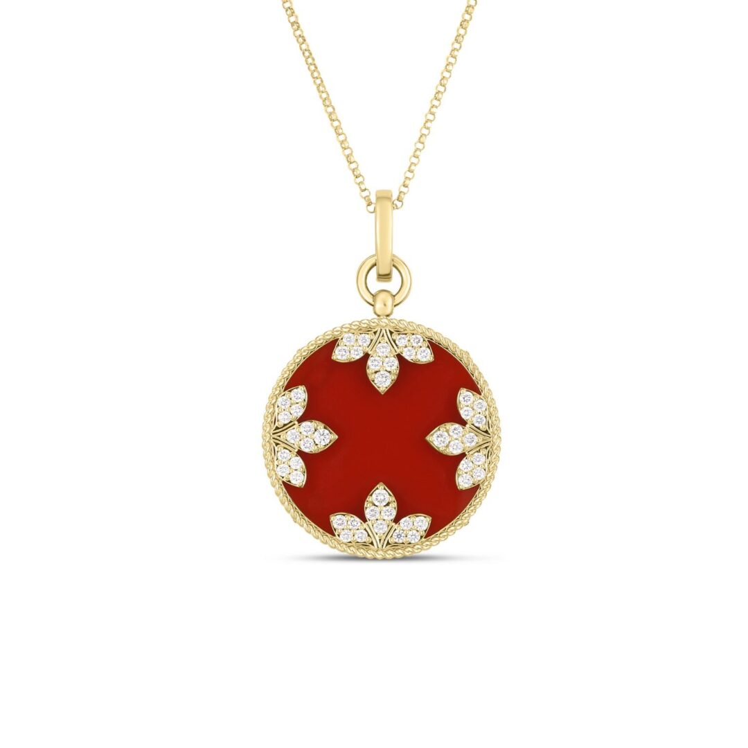 RED AGATE MEDALLION NECKLACE