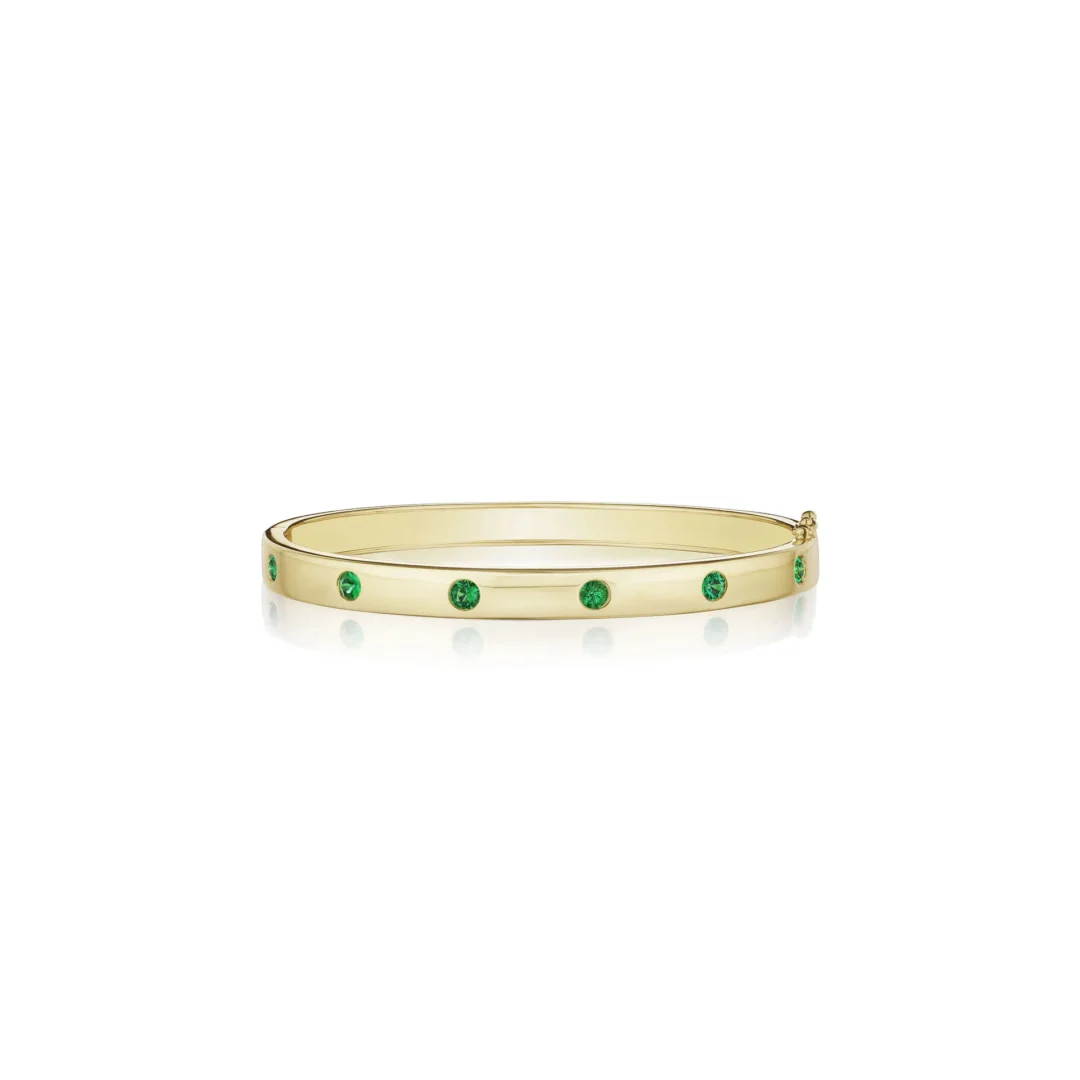 Moderne Deco Burnished Emerald Bangle