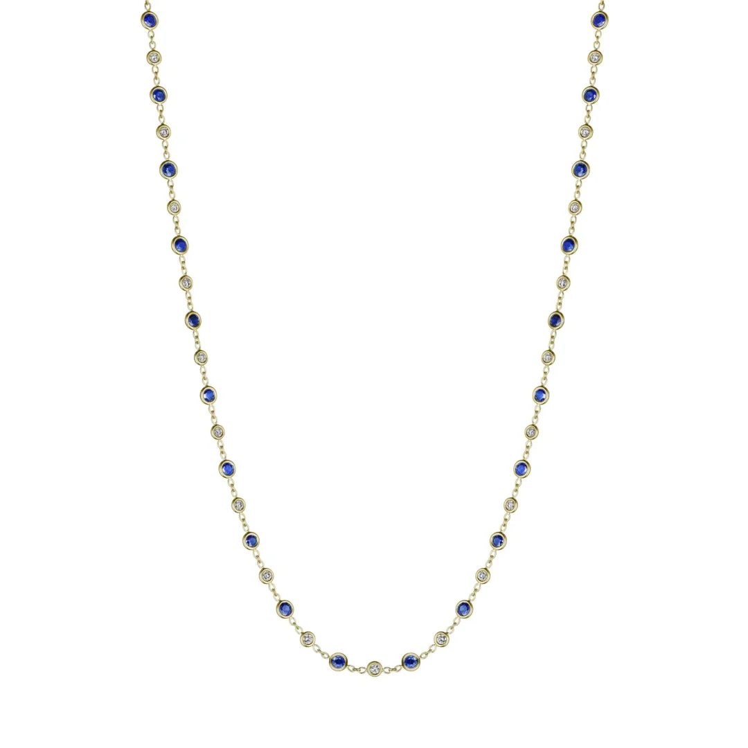 Blue Sapphire & Diamond Eyeglass Chain