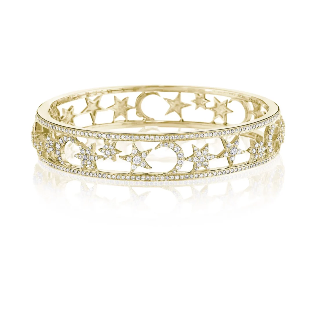 Moon & Star Diamond Bangle