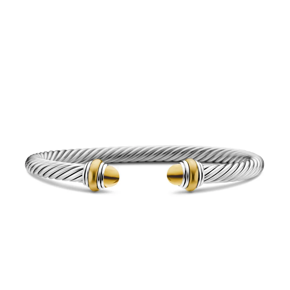 Sterling silver and 14-karat yellow gold • 14K gold domes • Bracelet, 5mm