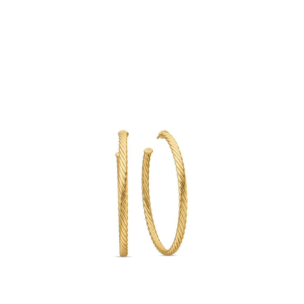18-karat yellow gold •  • Earring diameter, 2in • Cablespira® is a patented DY construction that is highly flexible and exceptionally comfortable to wear.