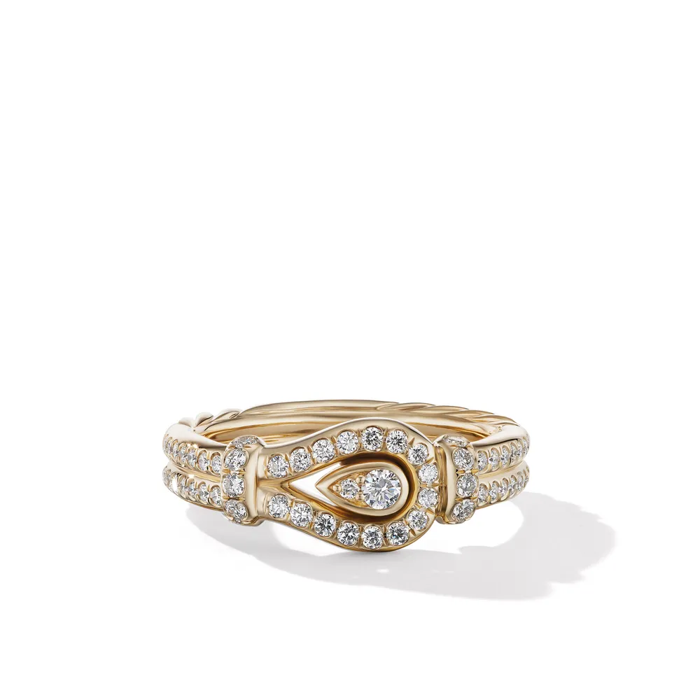 18-karat yellow gold • Pavé diamonds, 0.44 total carat weight • Ring, 4mm
