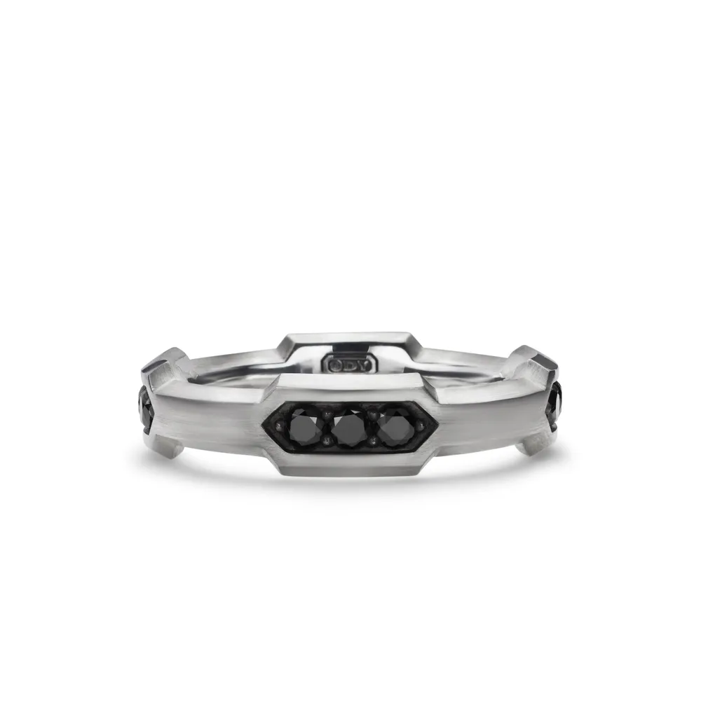 Sterling silver • Pavé black diamonds, 0.84 total carat weight • Ring, 6mm