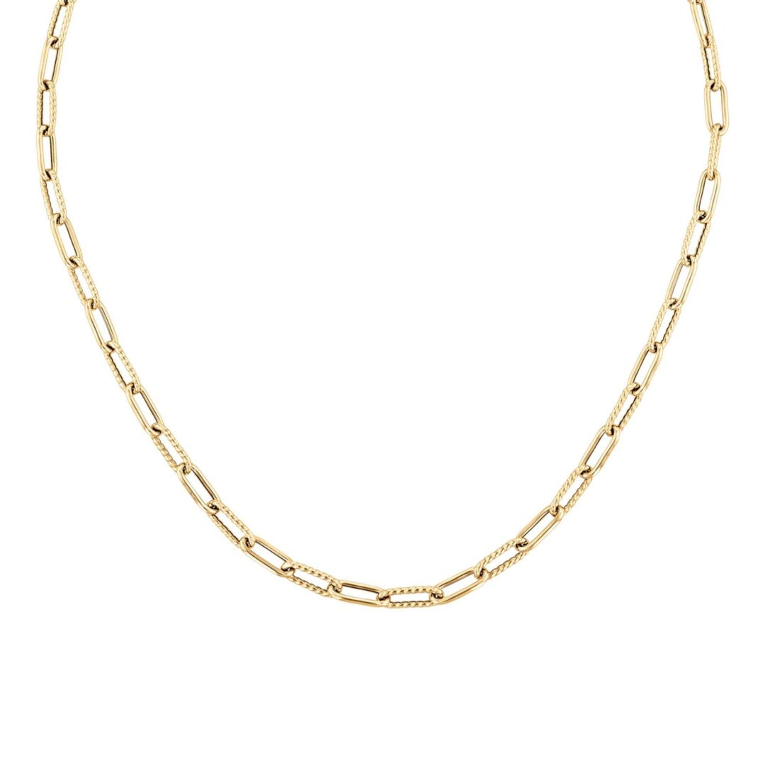 ALTERNATING POLISHED AND FLUTED PAPERCLIP LINK CHAIN